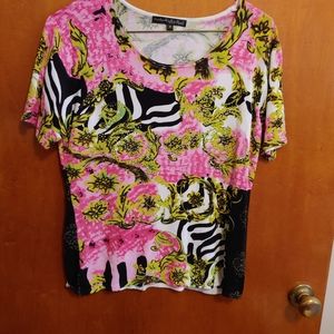 Top with partial zebra look with embellishments